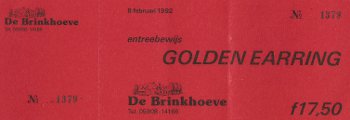 Golden Earring ticket#1379 February 08, 1992 Roden - De Brinkhoeve